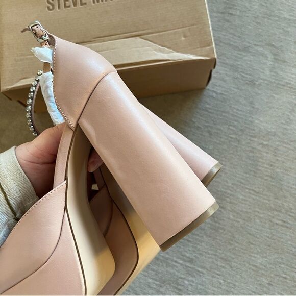 NWT Steve Madden Bangle Blush Leather Ankle Strap High Platform Pump in Blush 10 - Picture 4 of 5